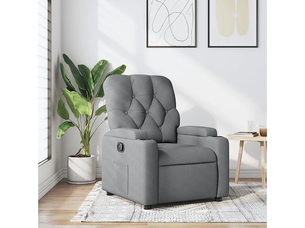 Poltrona Reclinabile in Tessuto Grigio Chiaro
