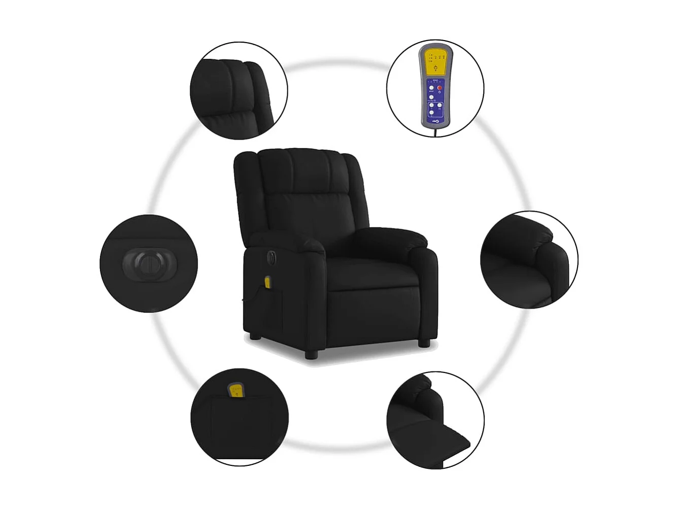 Massagesessel Elektrisch Schwarz Kunstleder
