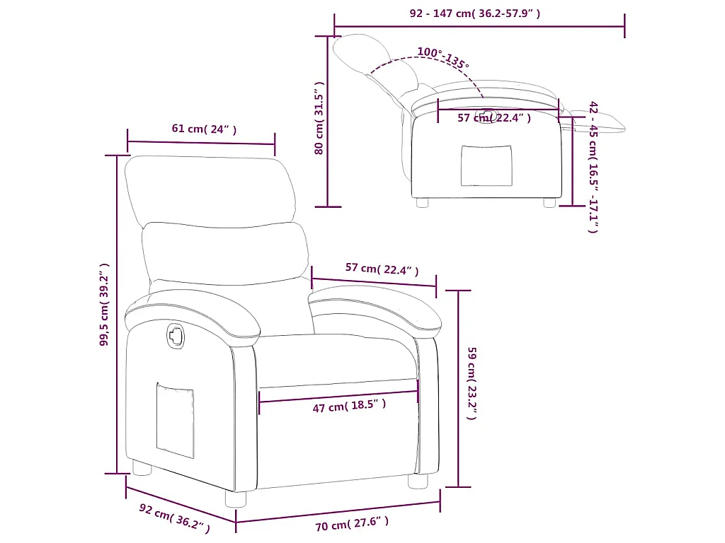 Fauteuil inclinable Taupe Tissu