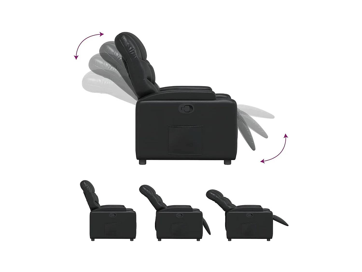 Fauteuil inclinable en similicuir noir
