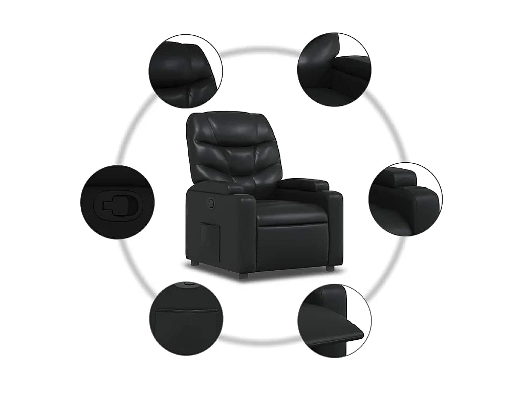 Fauteuil inclinable en similicuir noir