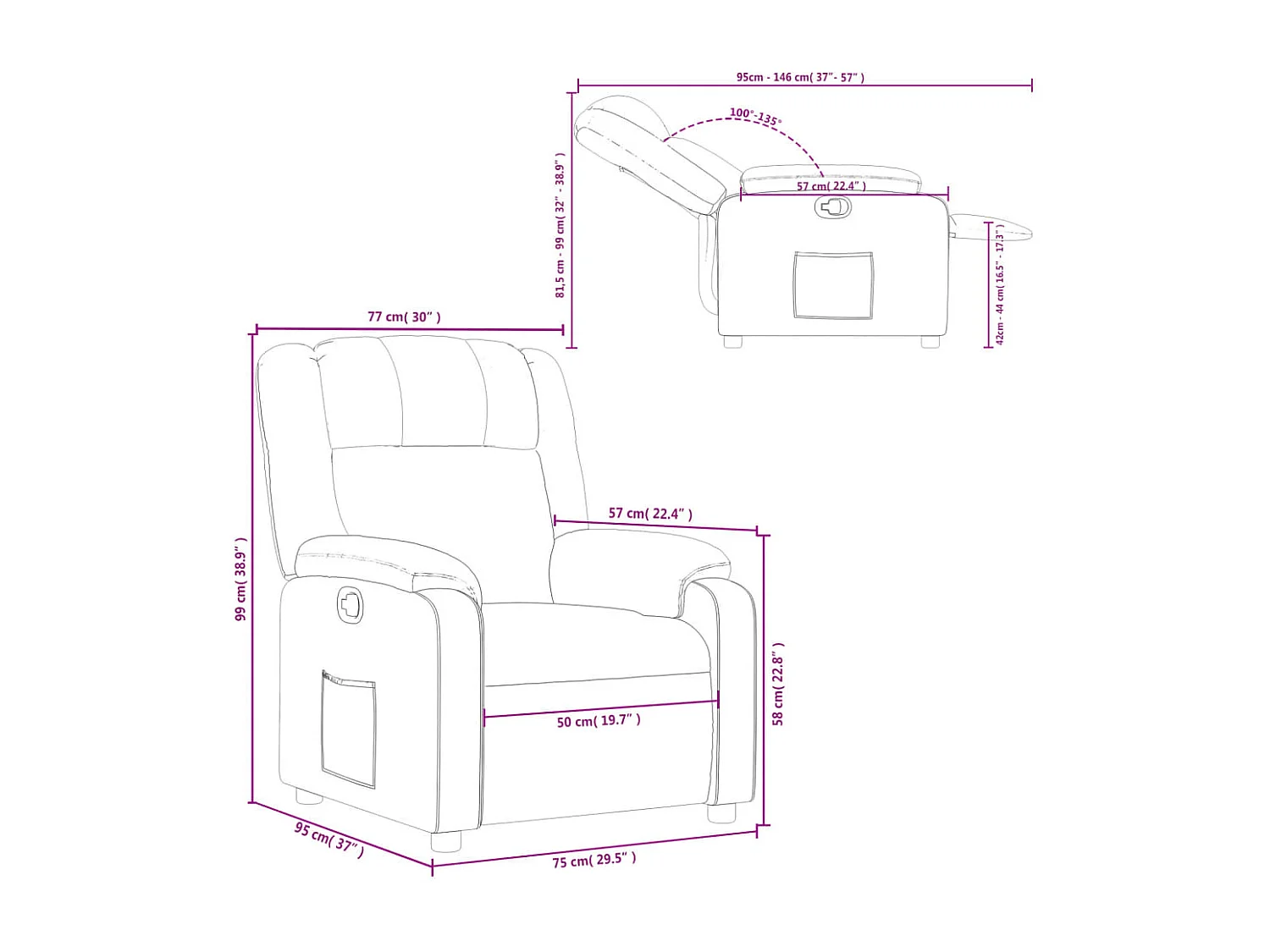 Fauteuil inclinable Rouge bordeaux Similicuir