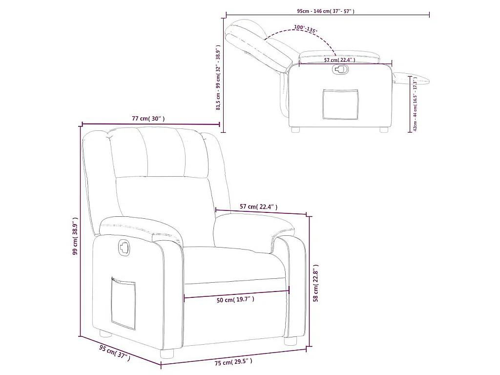 Fauteuil inclinable Gris foncé Tissu