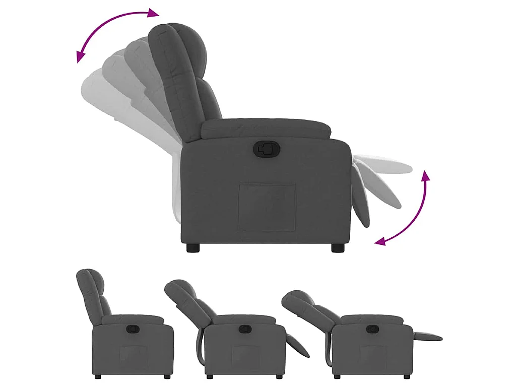 Fauteuil inclinable Gris foncé Tissu