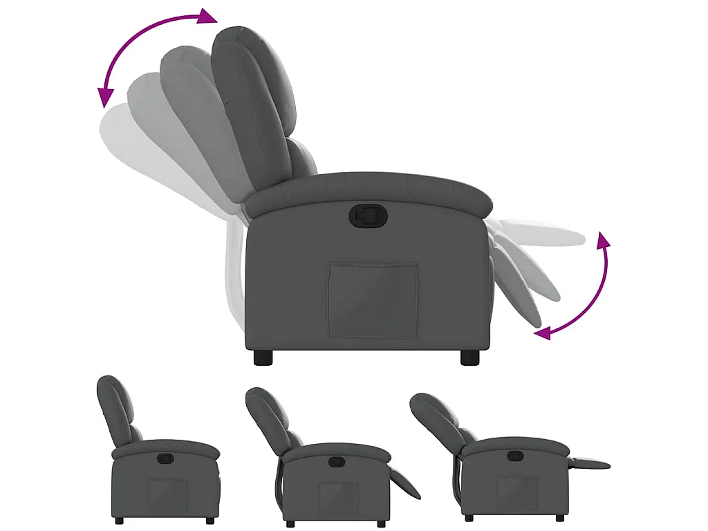 Fauteuil verstelbaar kunstleer grijs