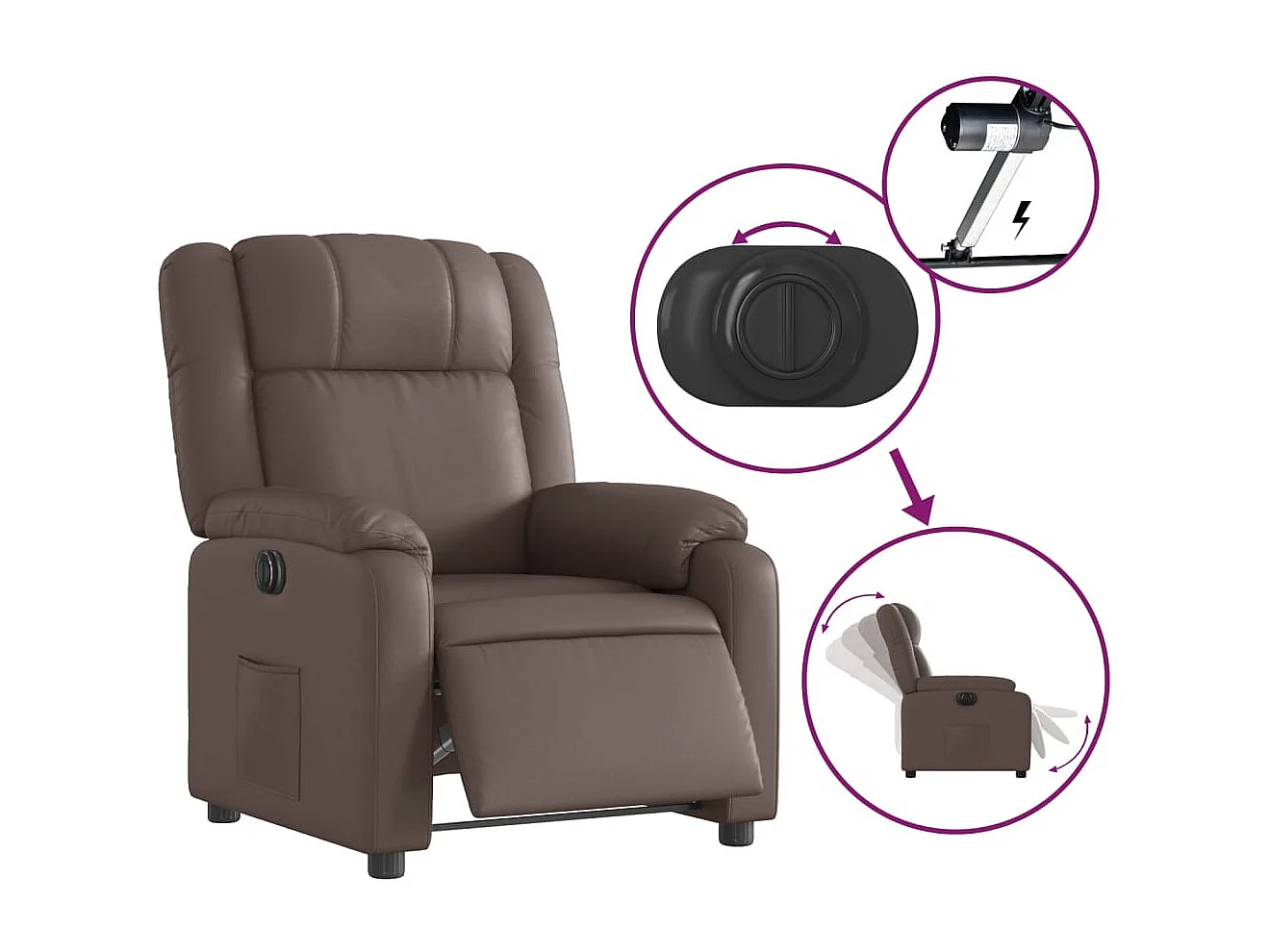 Fauteuil inclinable électrique Marron Similicuir