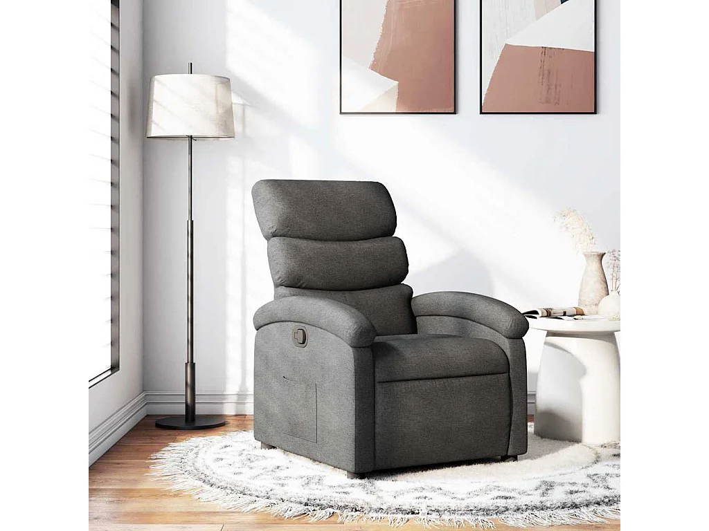 Poltrona Reclinabile in Tessuto Grigio Scuro