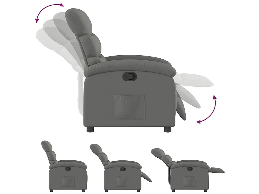 Poltrona Reclinabile in Tessuto Grigio Scuro