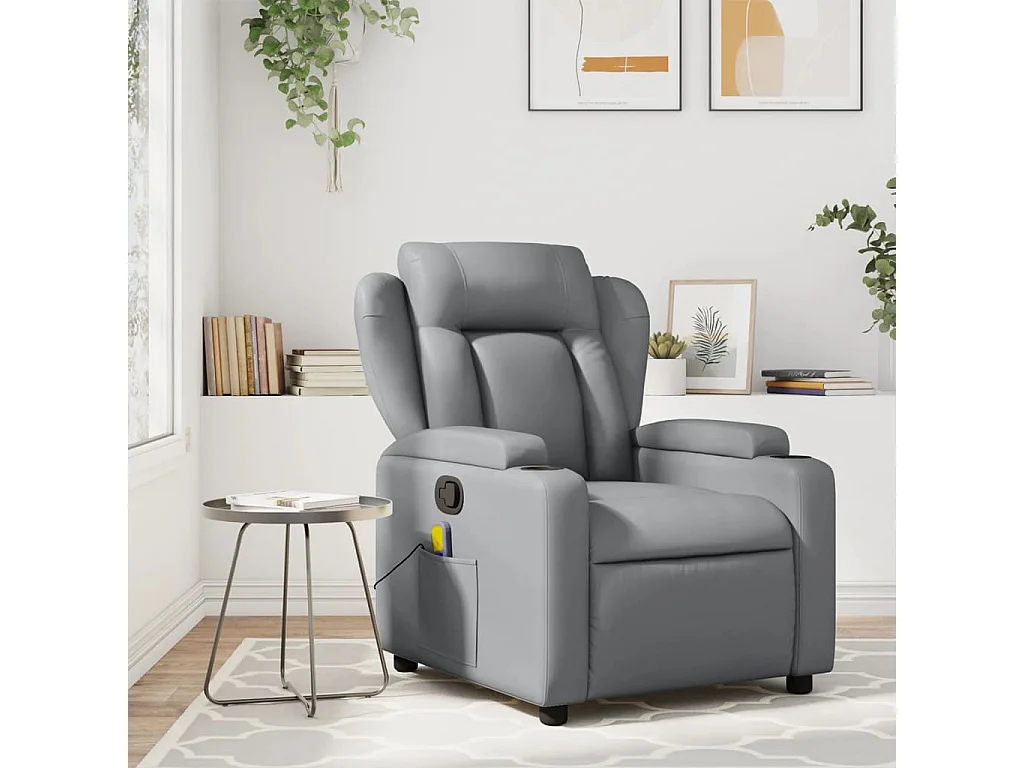 Fauteuil verstelbaar kunstleer grijs