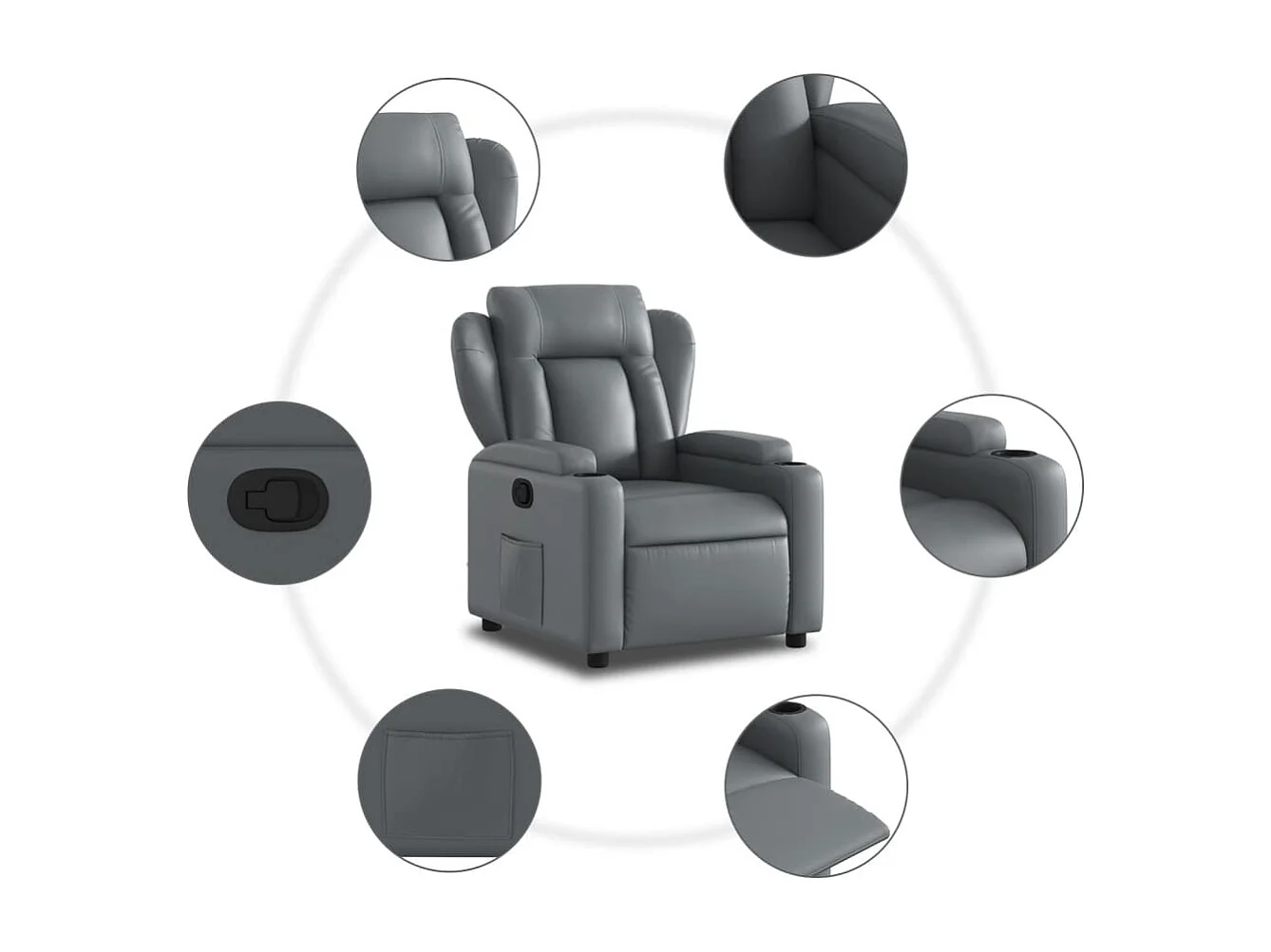 Fauteuil verstelbaar kunstleer grijs