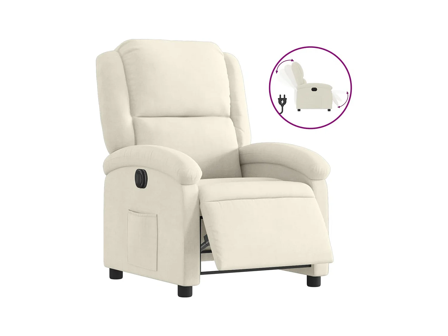 Fauteuil inclinable électrique Crème Velours