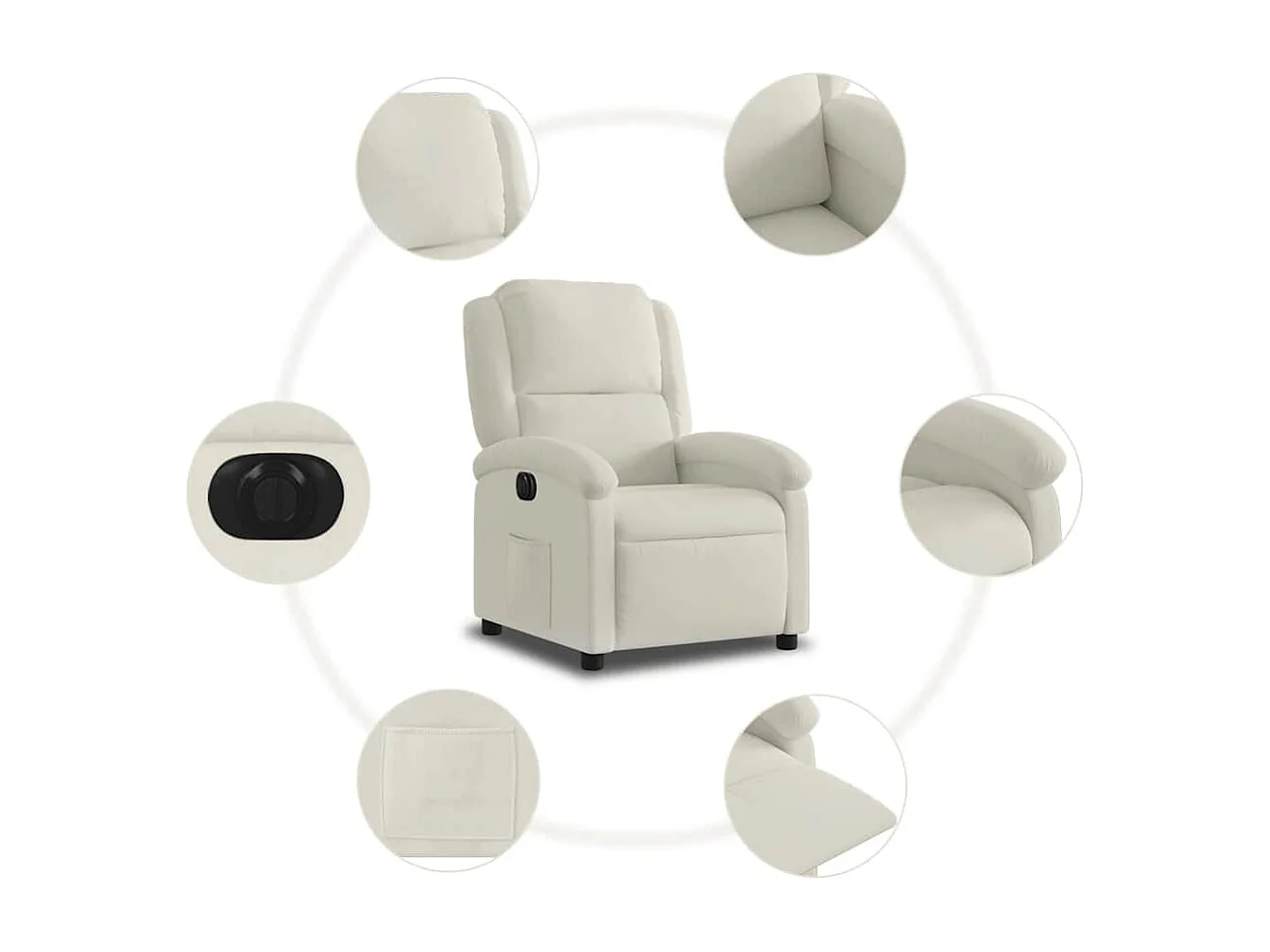 Fauteuil inclinable électrique Crème Velours