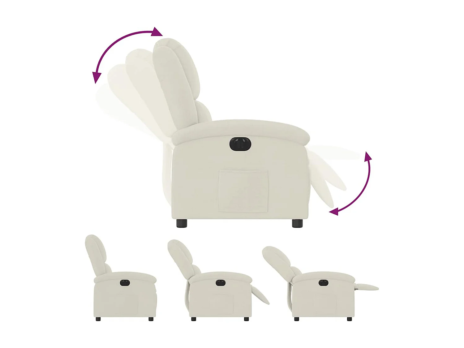 Fauteuil inclinable électrique Crème Velours