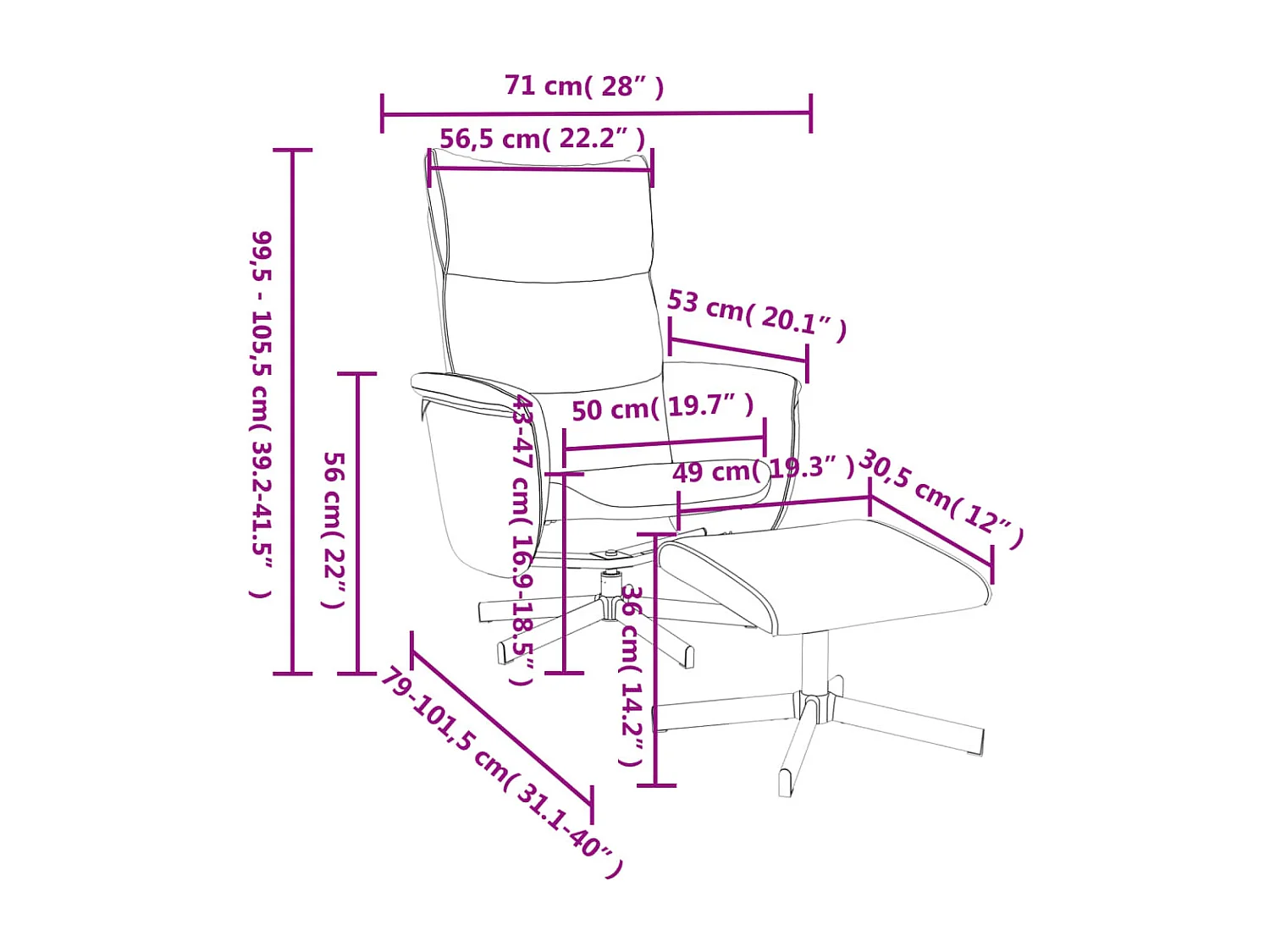 Relaxsessel mit Fußhocker Grau Kunstleder