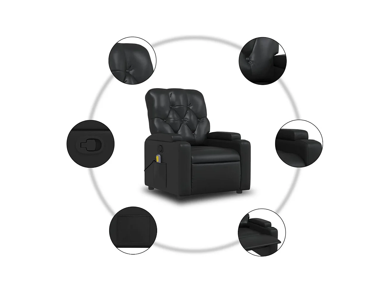 Sillón reclinable de cuero sintético negro