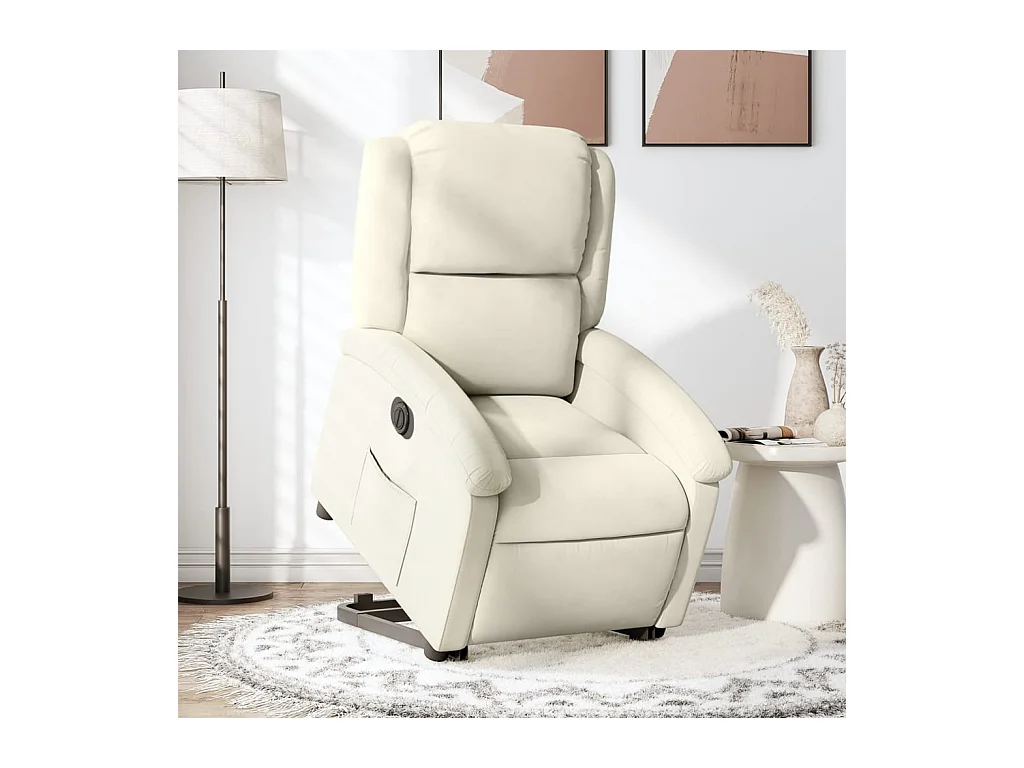 Fauteuil inclinable électrique crème velours