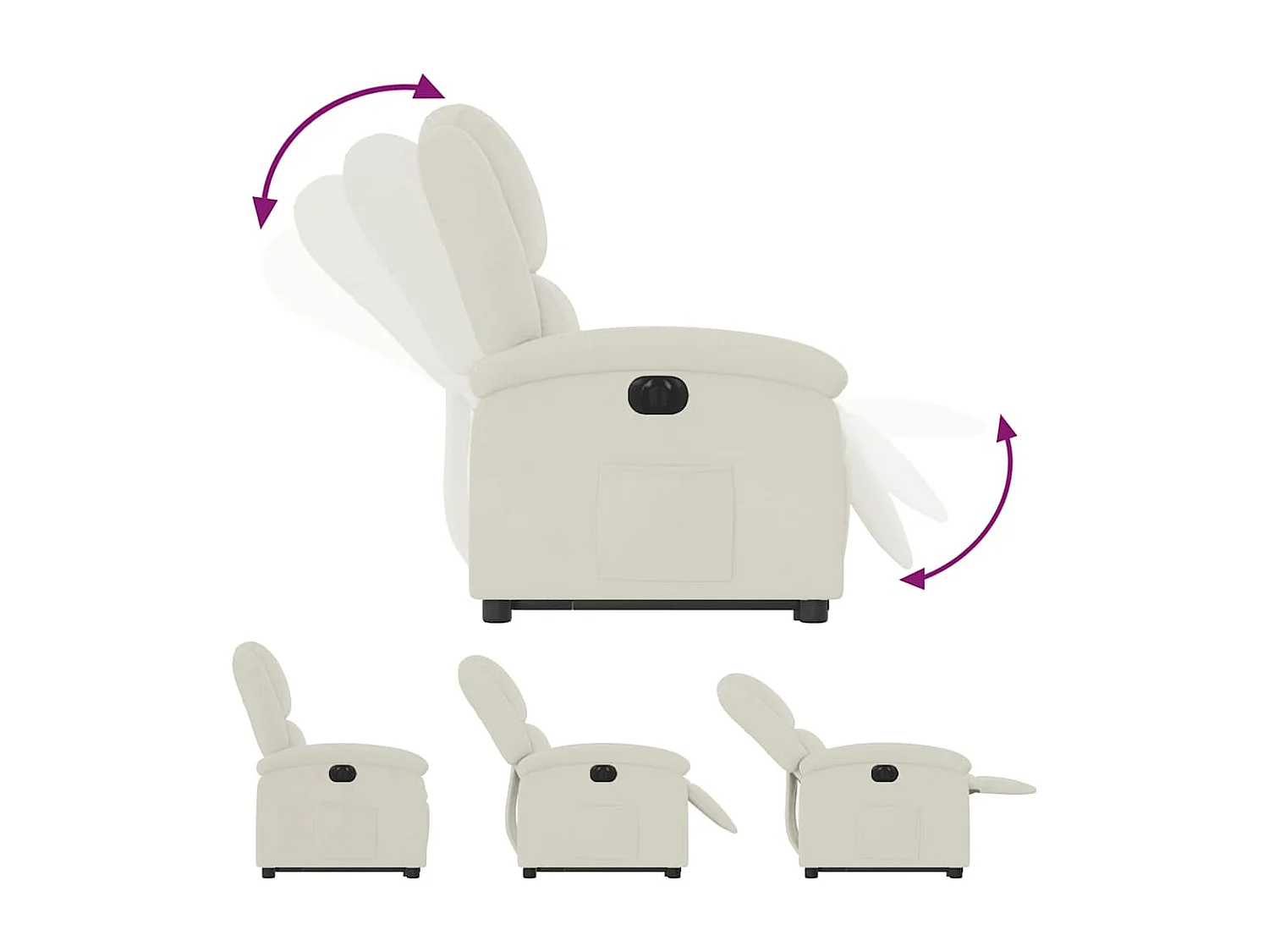 Fauteuil inclinable électrique crème velours