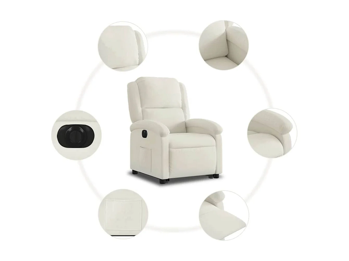 Fauteuil inclinable électrique crème velours