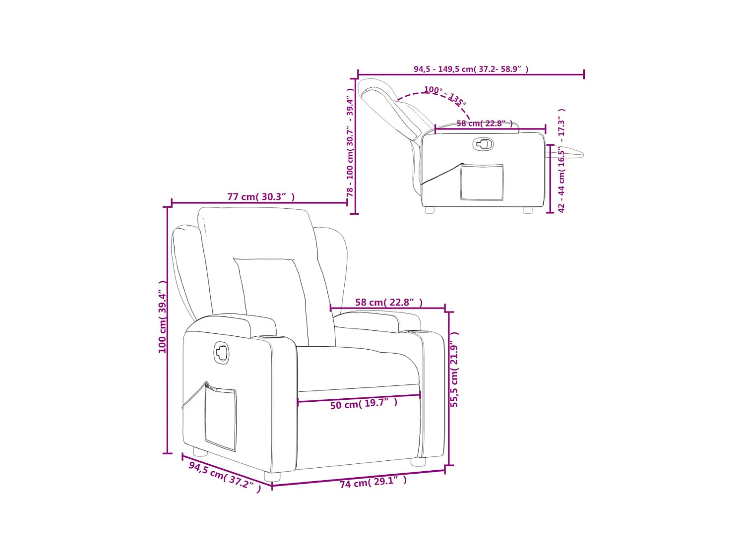 Relaxsessel Schwarz Stoff