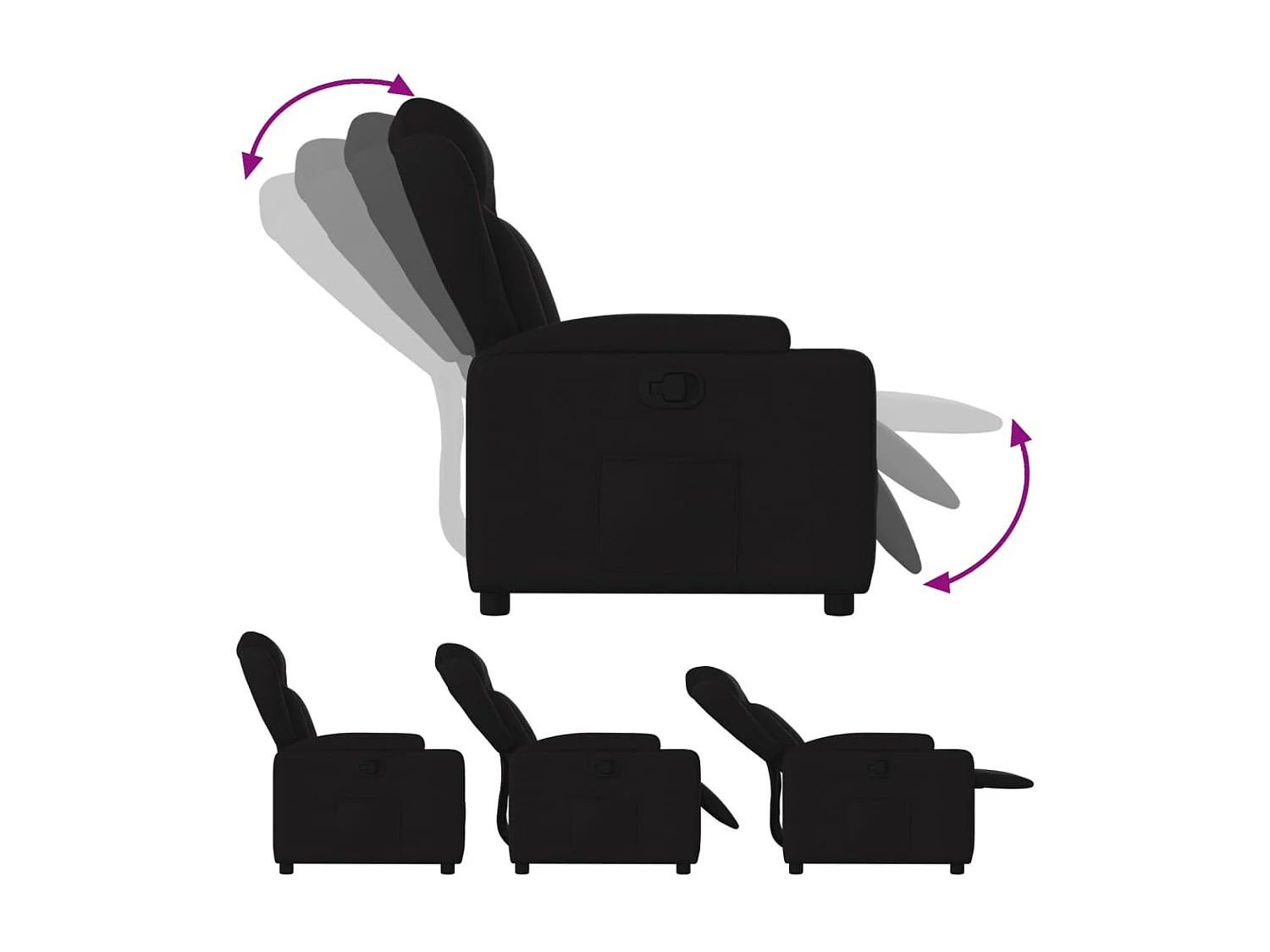 Fauteuil verstelbaar stof zwart