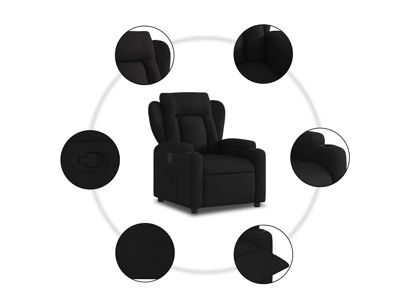 Fauteuil verstelbaar stof zwart