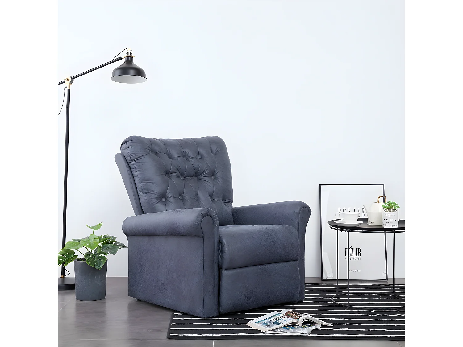 Fauteuil verstelbaar kunstsuède grijs