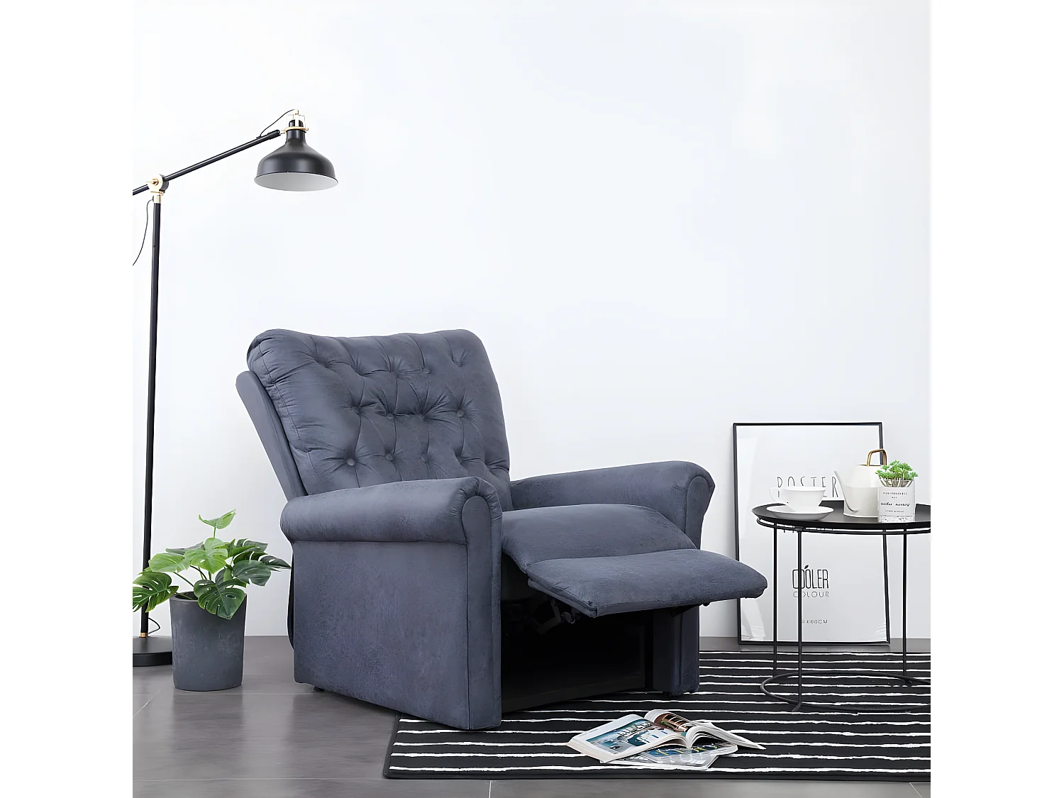 Fauteuil verstelbaar kunstsuède grijs