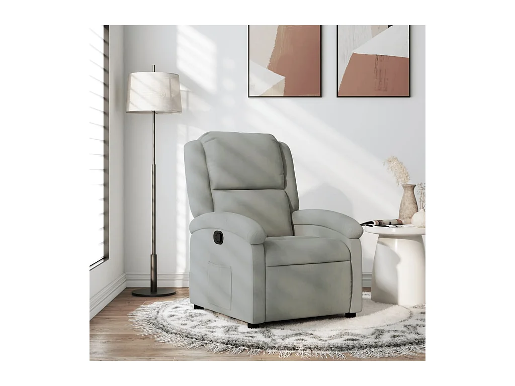 Fauteuil inclinable gris clair velours