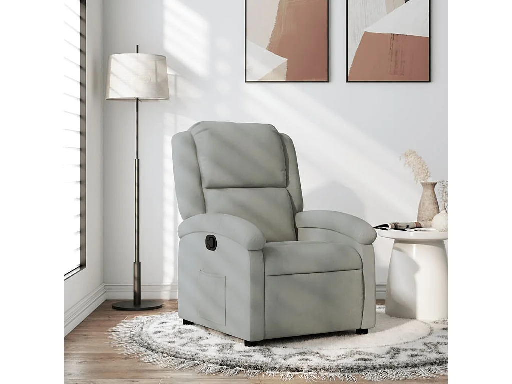 Fauteuil inclinable en velours gris clair