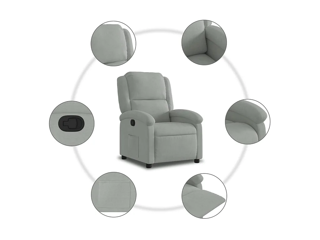 Fauteuil inclinable en velours gris clair