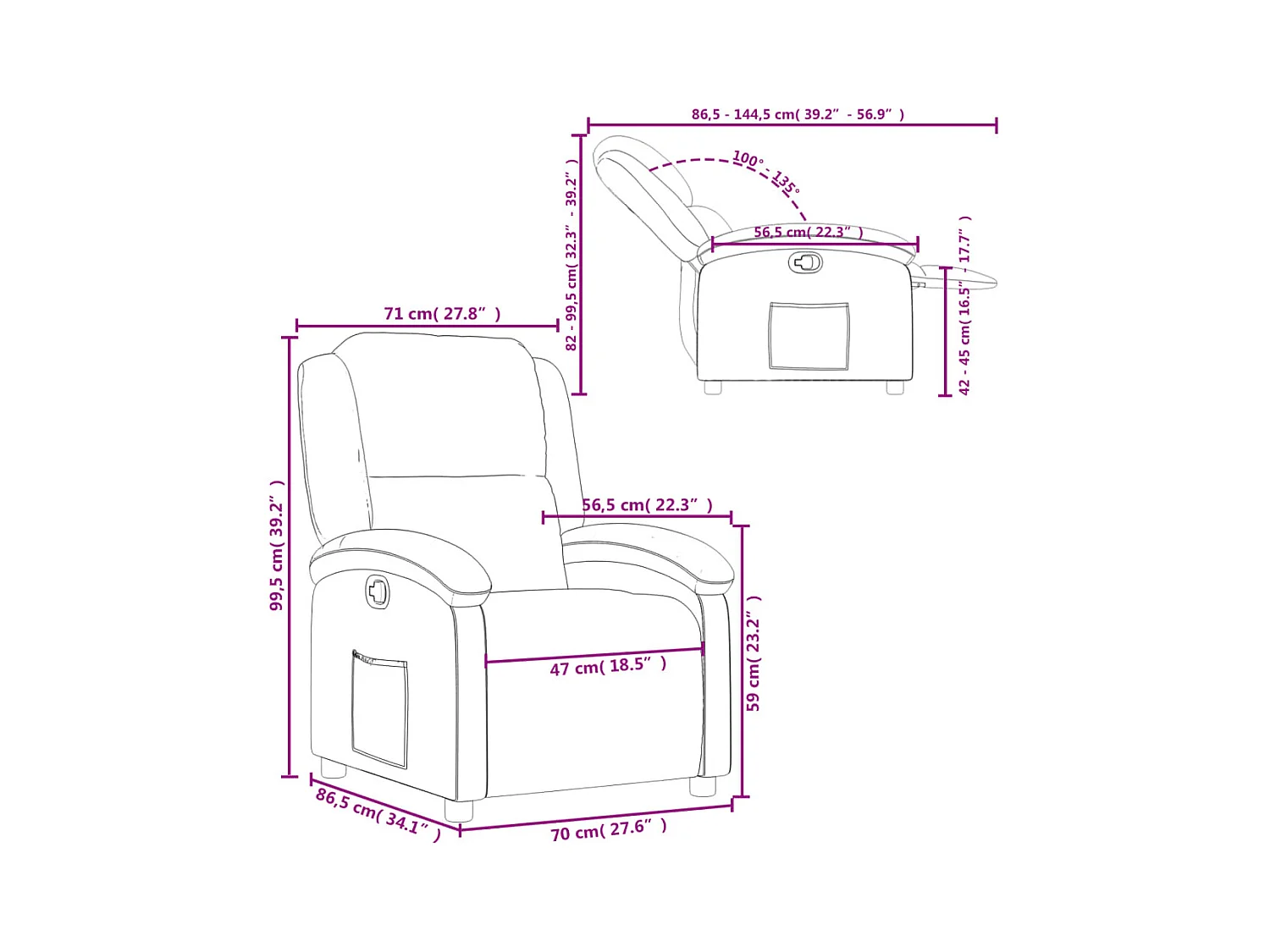 Relaxsessel Weinrot Stoff