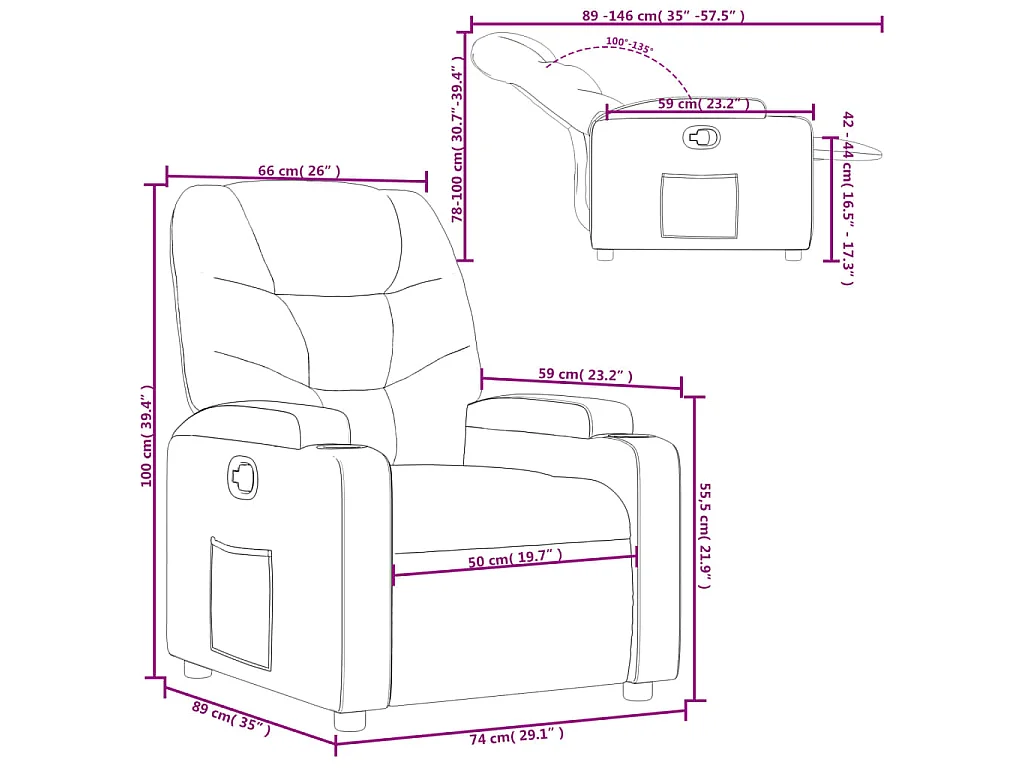 Fauteuil inclinable Gris clair Tissu