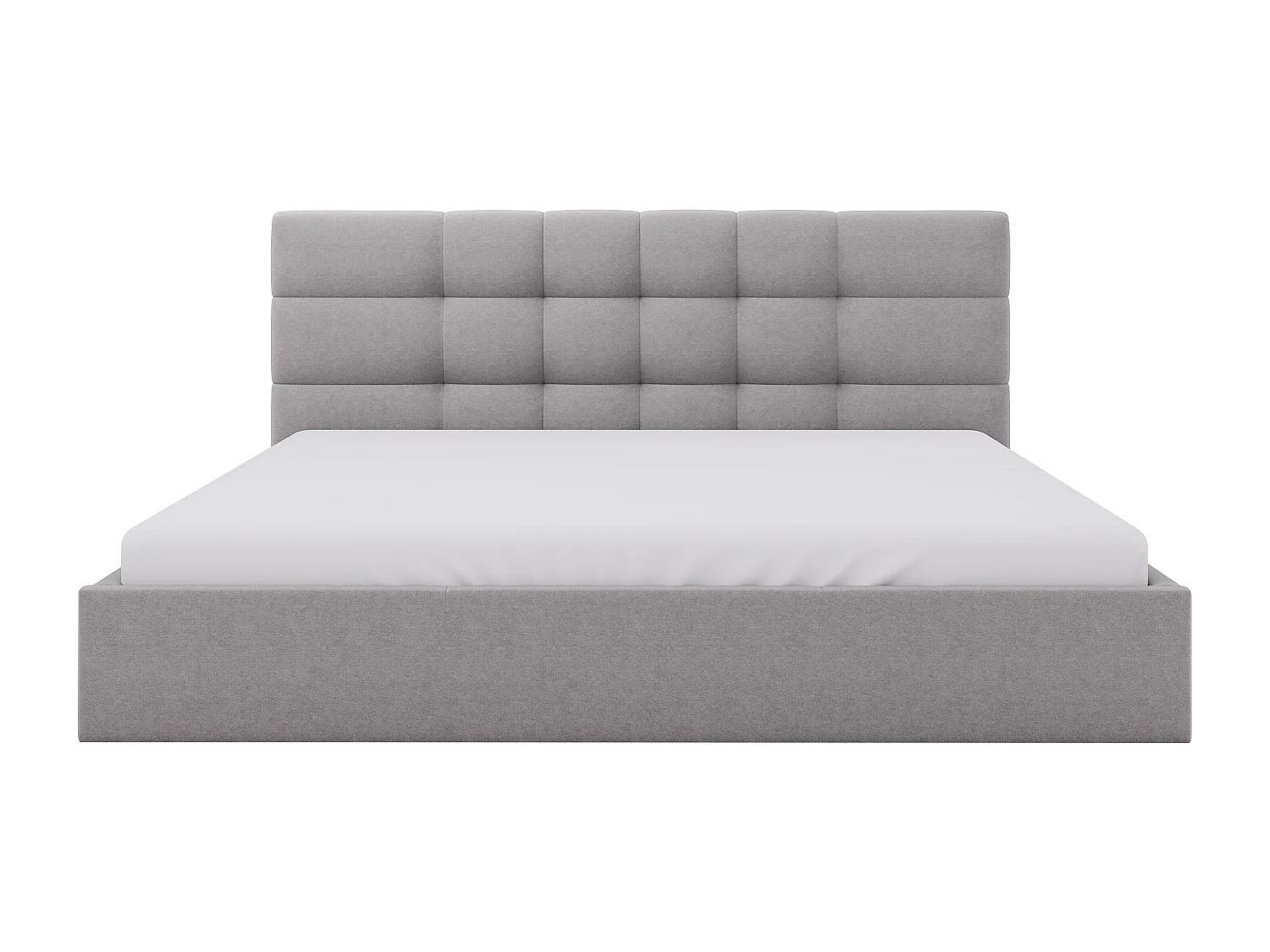 Lit coffre 200 x 200 cm - Tissu - Gris + Matelas - ELIAVA