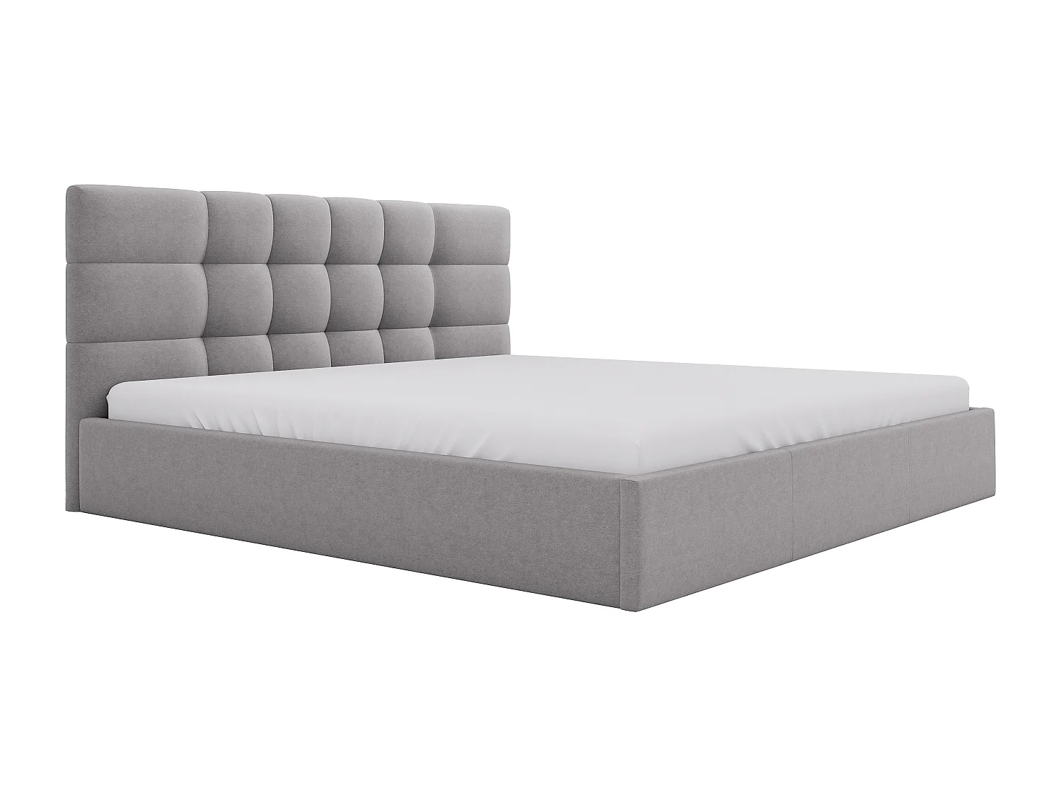 Lit coffre 200 x 200 cm - Tissu - Gris + Matelas - ELIAVA