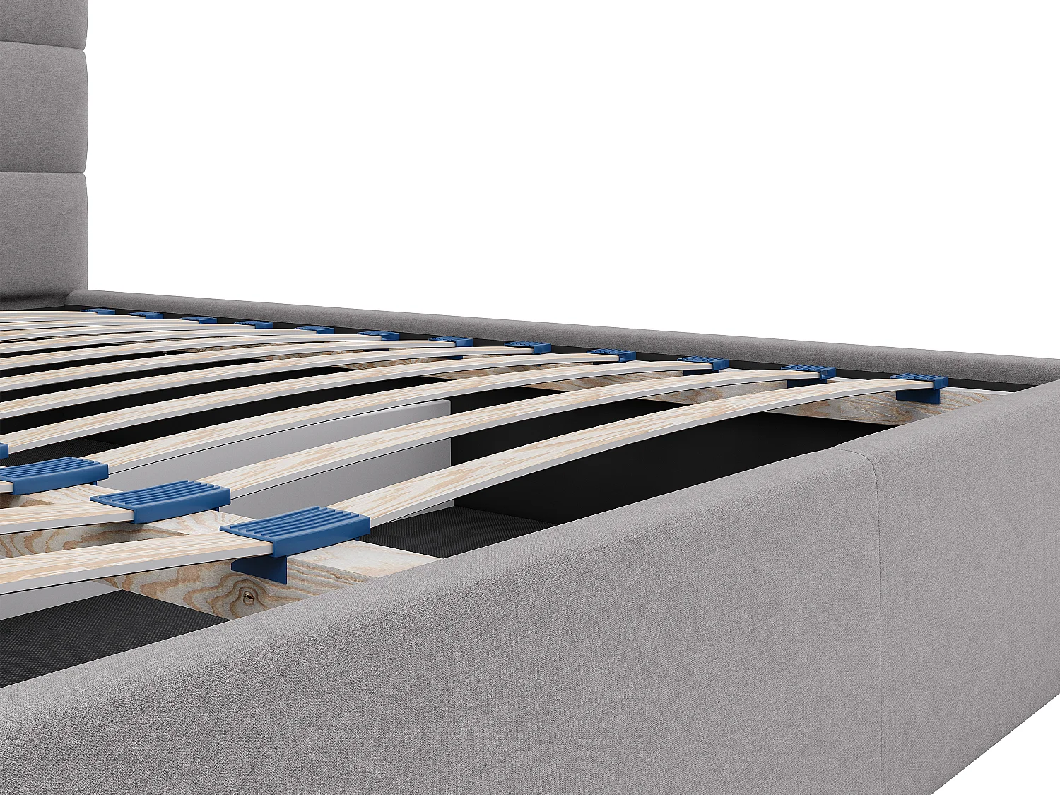Lit coffre 200 x 200 cm - Tissu - Gris + Matelas - ELIAVA