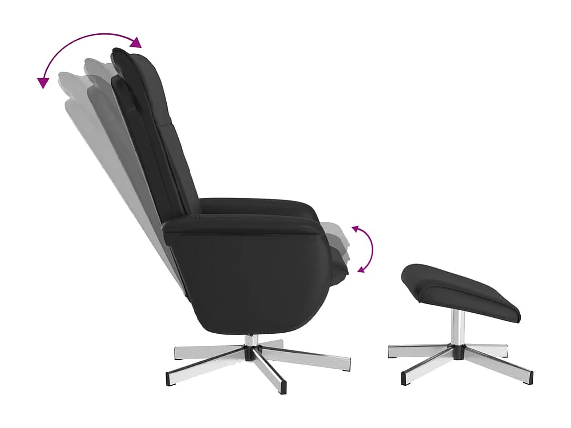 Fauteuil inclinable avec repose-pied noir similicuir