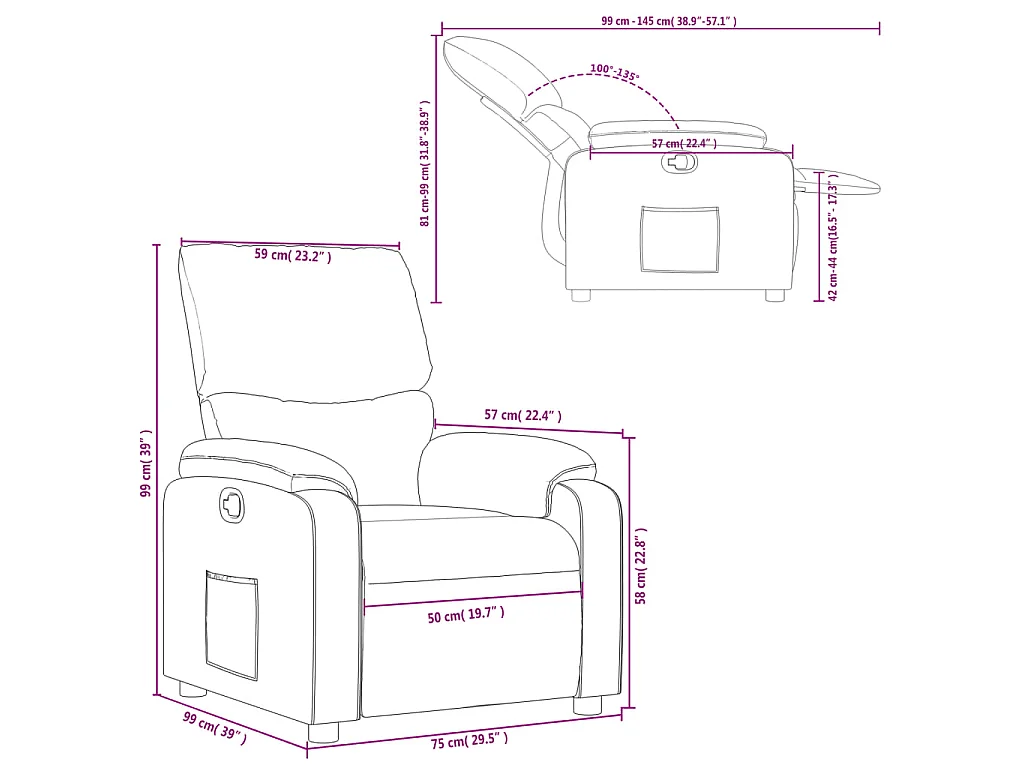 Fauteuil inclinable Gris clair Tissu