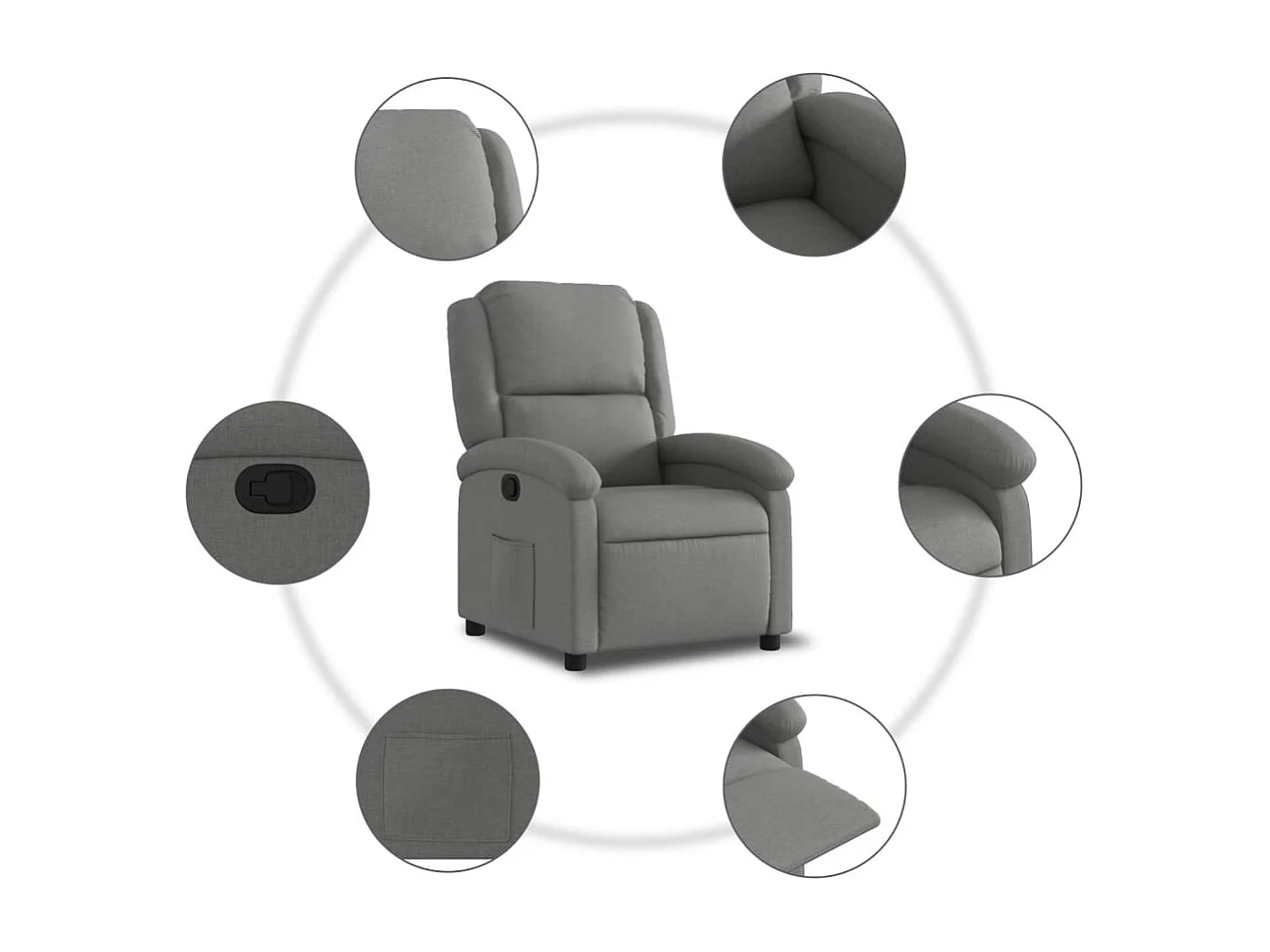 Relaxfauteuil Donkergrijze Stof