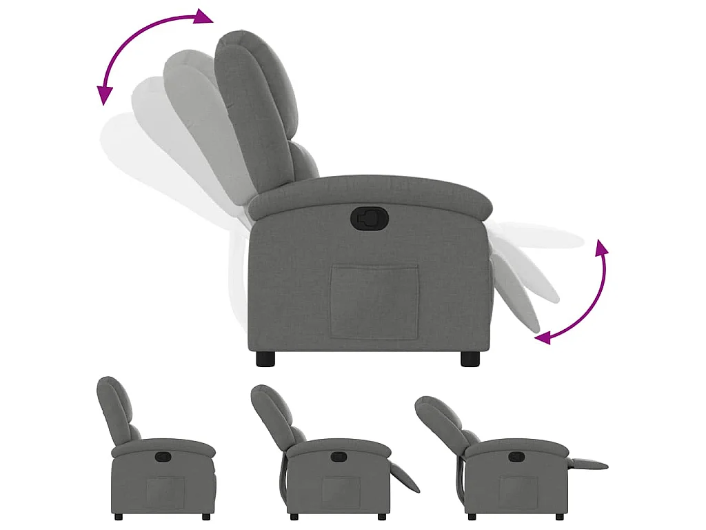 Poltrona reclinabile in tessuto grigio scuro