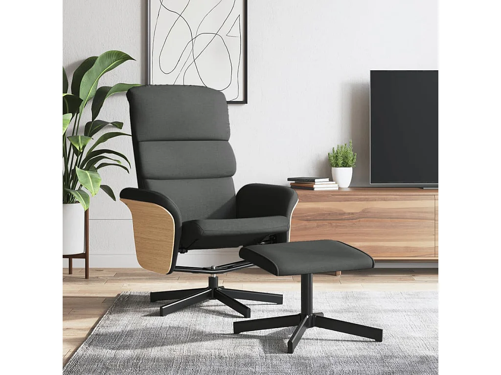 Fauteuil inclinable avec repose-pied gris foncé tissu