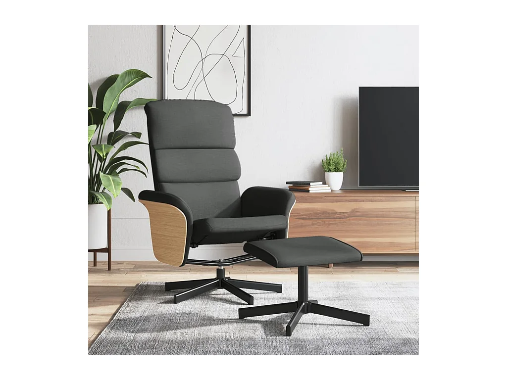 Fauteuil inclinable avec repose-pied gris foncé tissu