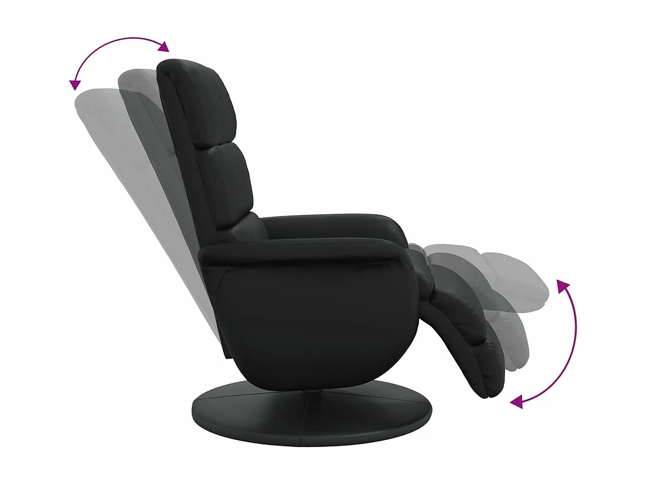 Cadeira reclinável com apoio de pés couro artificial preto