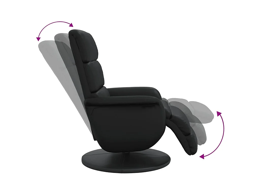 Fauteuil inclinable avec repose-pieds noir similicuir