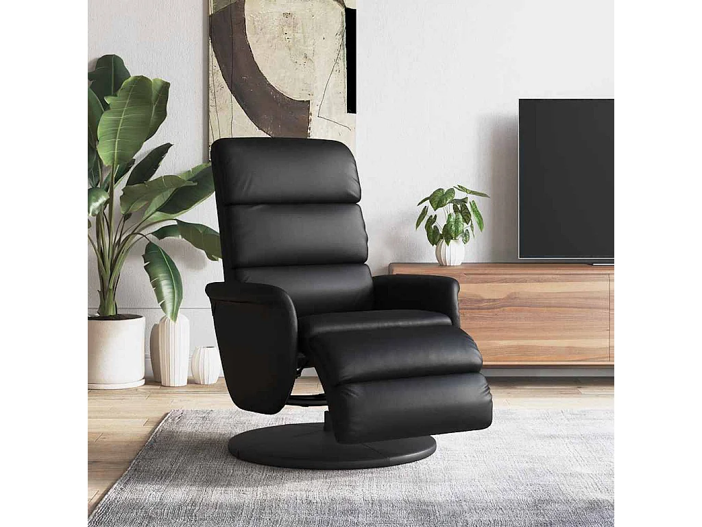 Fauteuil inclinable avec repose-pieds noir similicuir