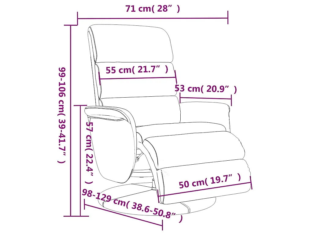 Fauteuil inclinable avec repose-pieds noir similicuir