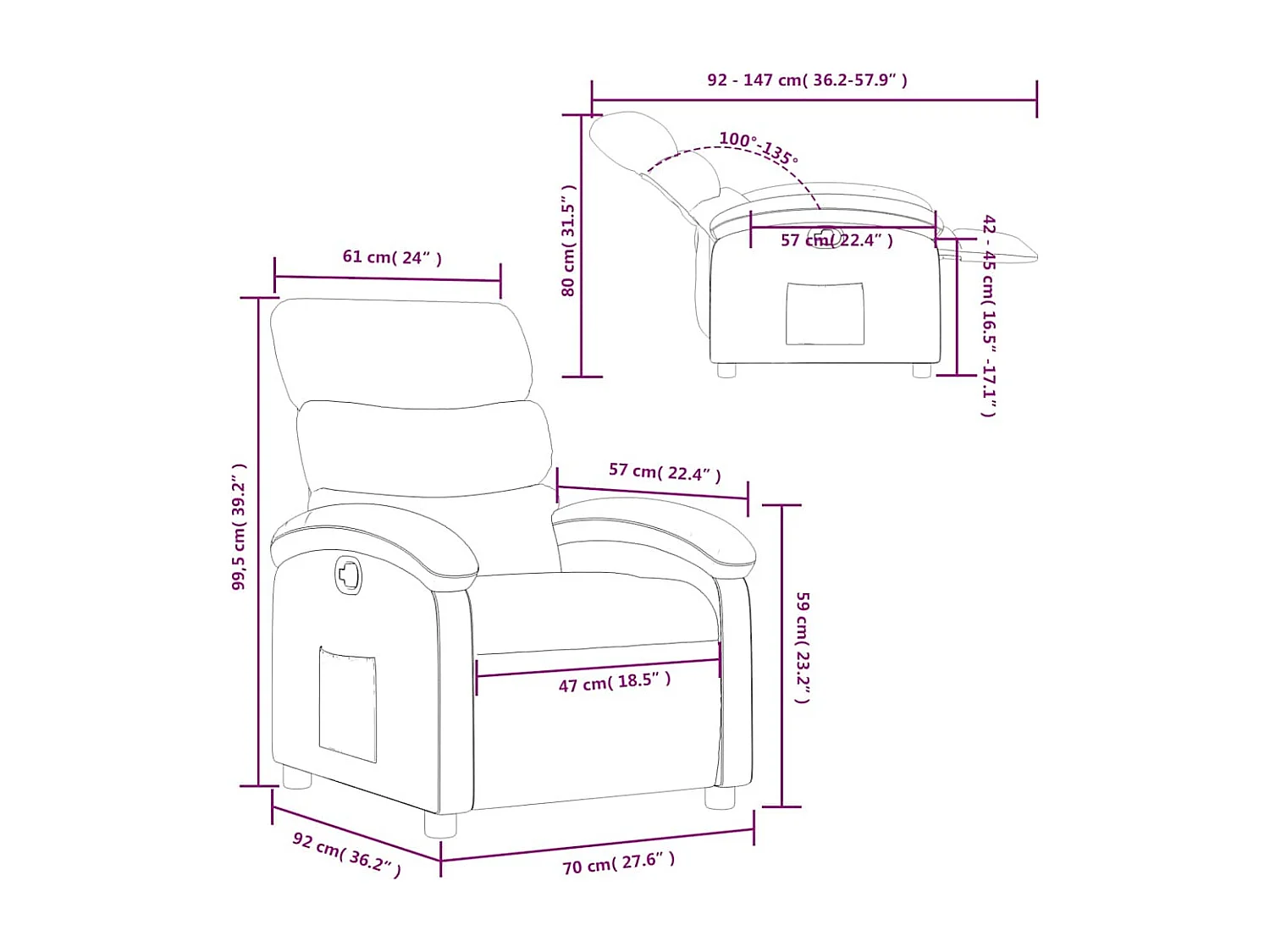 Fauteuil inclinable Crème Similicuir