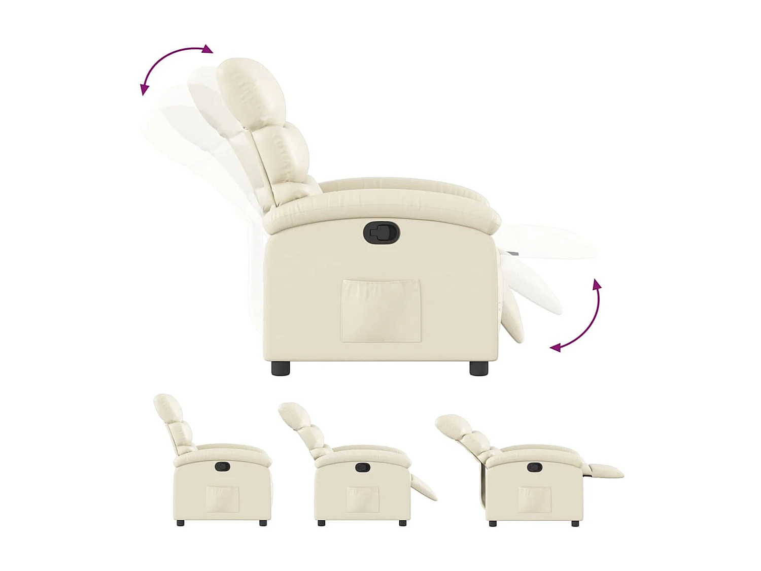 Poltrona Reclinabile Crema in Similpelle