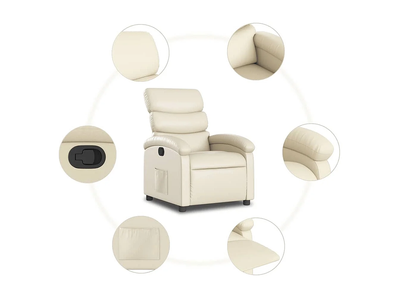 Poltrona Reclinabile Crema in Similpelle