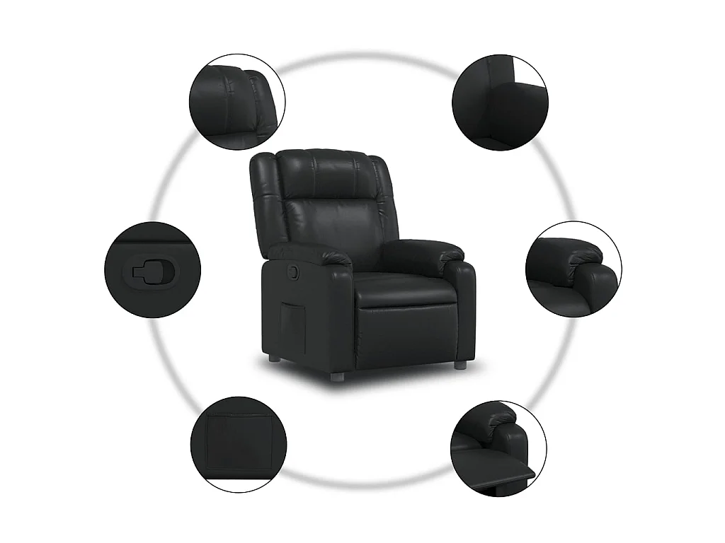 Fauteuil verstelbaar kunstleer zwart