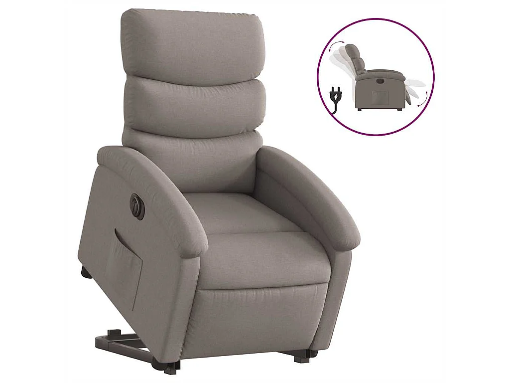 Relaxsessel mit Aufstehhilfe Elektrisch Taupe Stoff